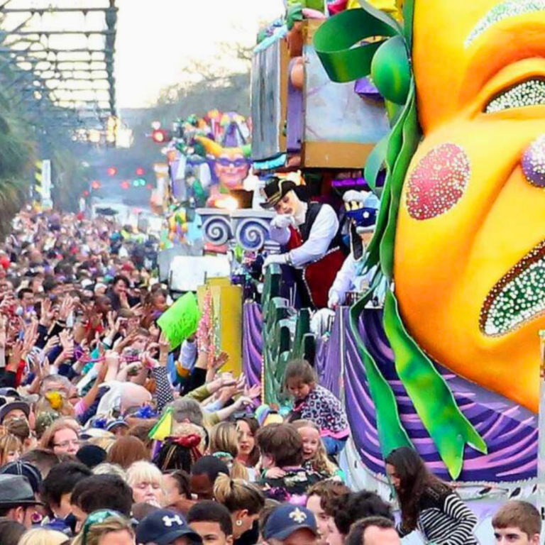 Mardi Gras crowd in New Orleans at Endymion parade